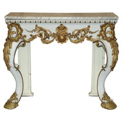 ANTIQUE ITALIAN HAND CARVED GiLTWOOD & MARBLE CONSOLE TABLE CIRCA 1860 VENICE