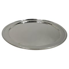 Plateau rond en argent sterling américain moderne