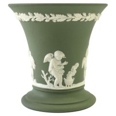 Wedgwood Jasperware Green and White Vase English Neoclassical 