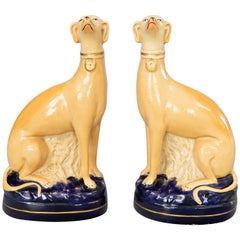 Pair of Early 20th Century Italian Borghese Whippet Greyhound Dog Bookends