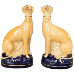 Vintage Pair of Early 20th Century Italian Borghese Whippet Greyhound Dog Bookends