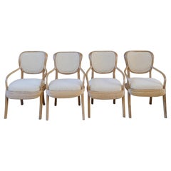 Betty Cobonpue Scultura Pencil Reed Rattan and Boucle Dining Chairs, Set of 4