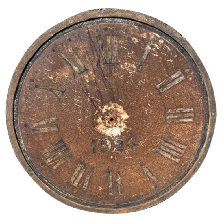 Antique Clock Face Rust and Black, 1924, AC-0124 For Sale