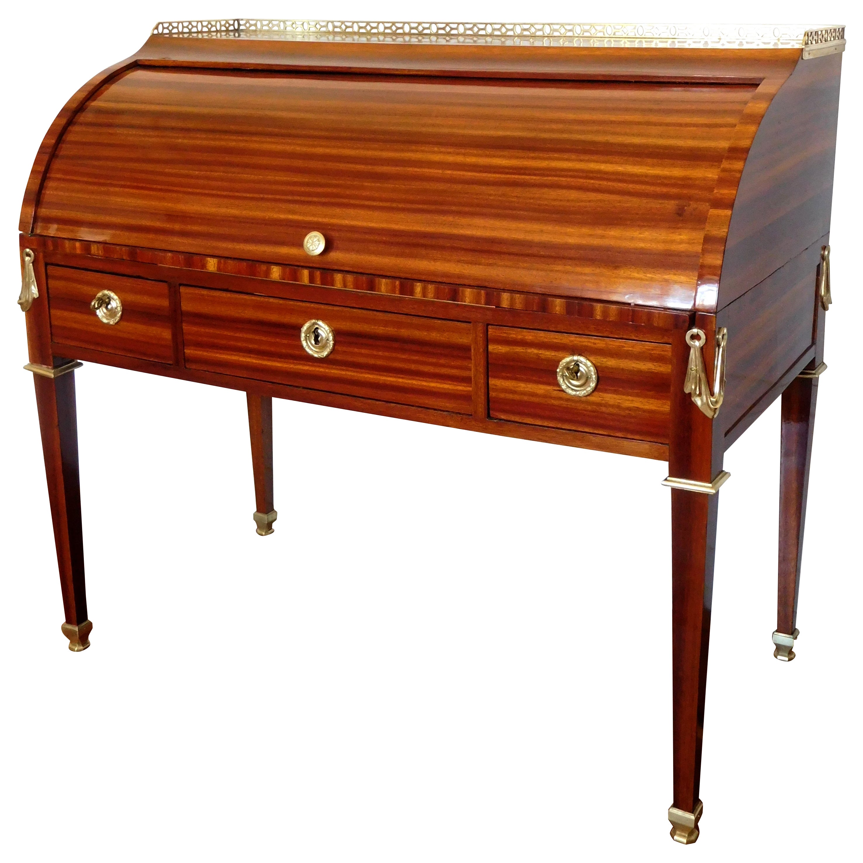 Louis XVI Satinwood Roll Top Desk by Macret - Stamped - 18th Century circa 1780 For Sale