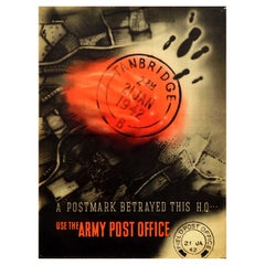 Original Vintage War Poster Postmark Betrayed HQ Army Post Office WWII Modernism