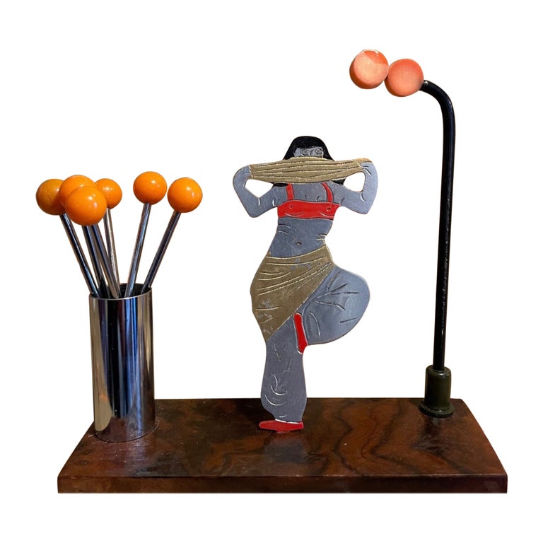 Exotic Dancer Cocktail Stick Holder, Set By Sudre For Sale at 1stDibs