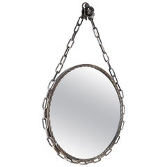 French Iron Chain Mirror, France Mid-Century
