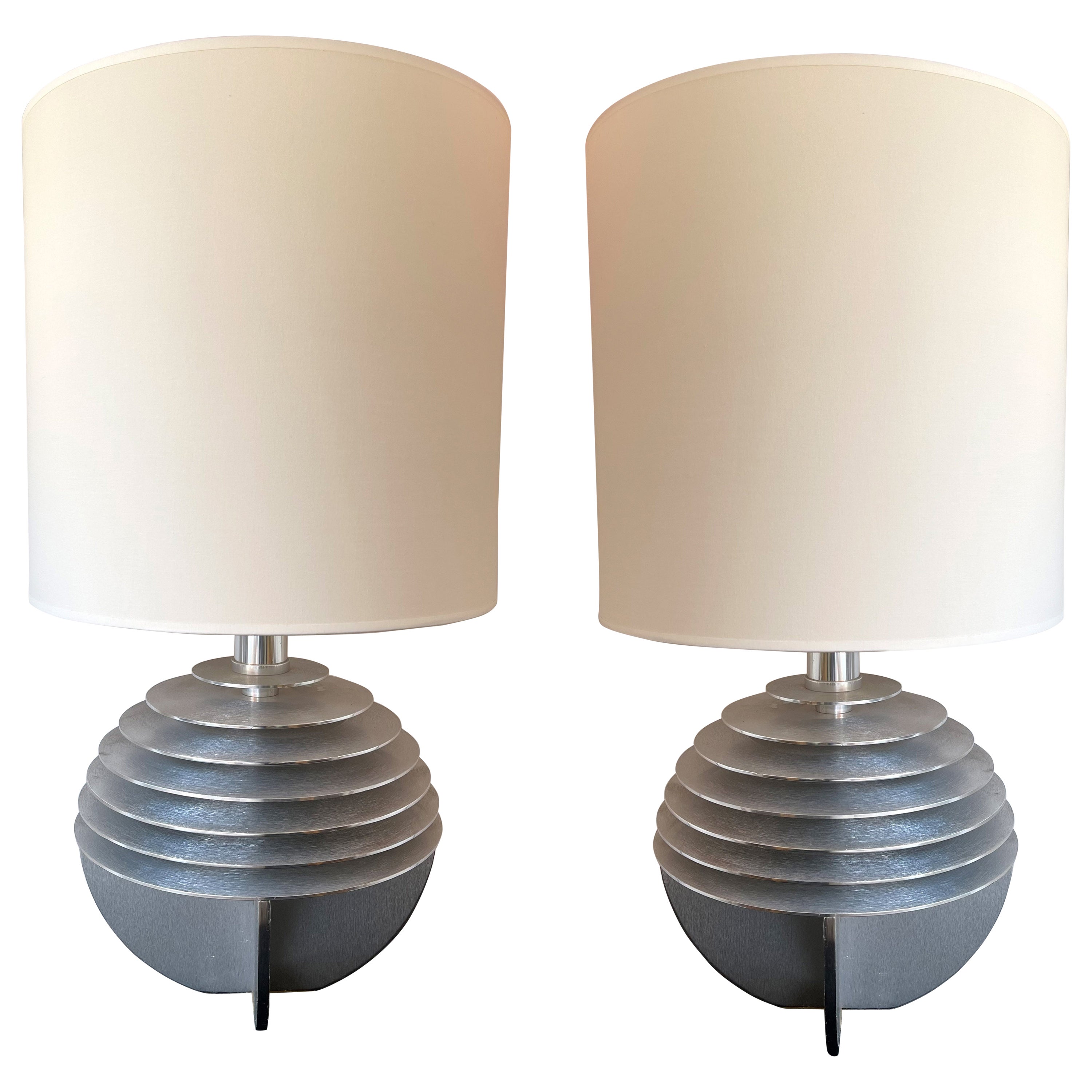 Pair of Metal Saturn Lamps by Banci, Italy, 1970s For Sale