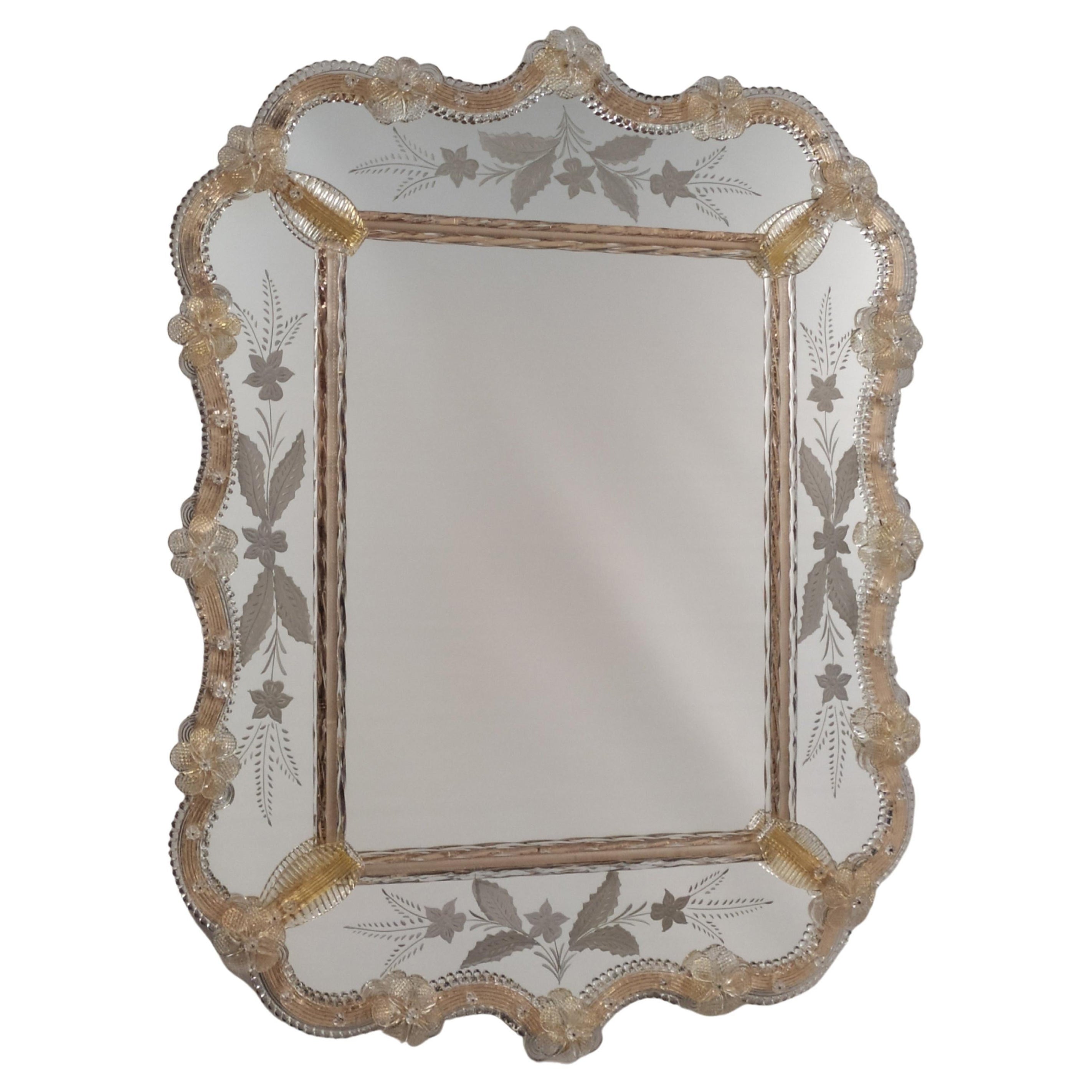 "Rovigo" Murano Glass Mirror in Venetian Style, by Fratelli Tosi Murano For Sale