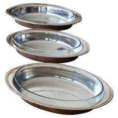 Retro Christofle Set of 3 Silver Plated & Glass Dishes