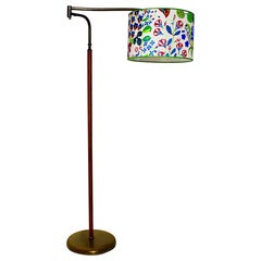 Mid-Century Modern Vintage Brass Leather Floor Lamp Kalmar 1946 Austria