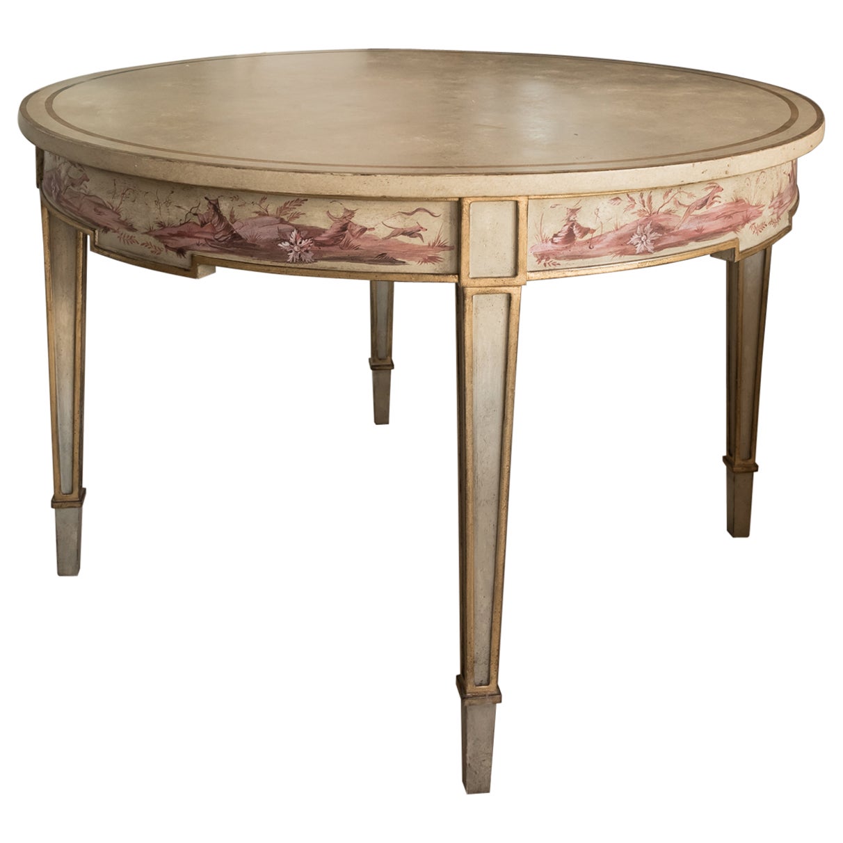 18th Century Hand-Painted Venetian Apple Green Manin Table with Chinoiserie For Sale