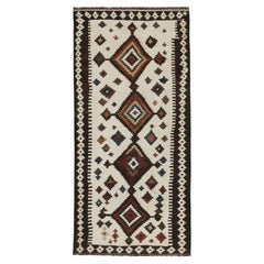 Vintage Persian Kilim in White with Brown Medallion Patterns by Rug & Kilim