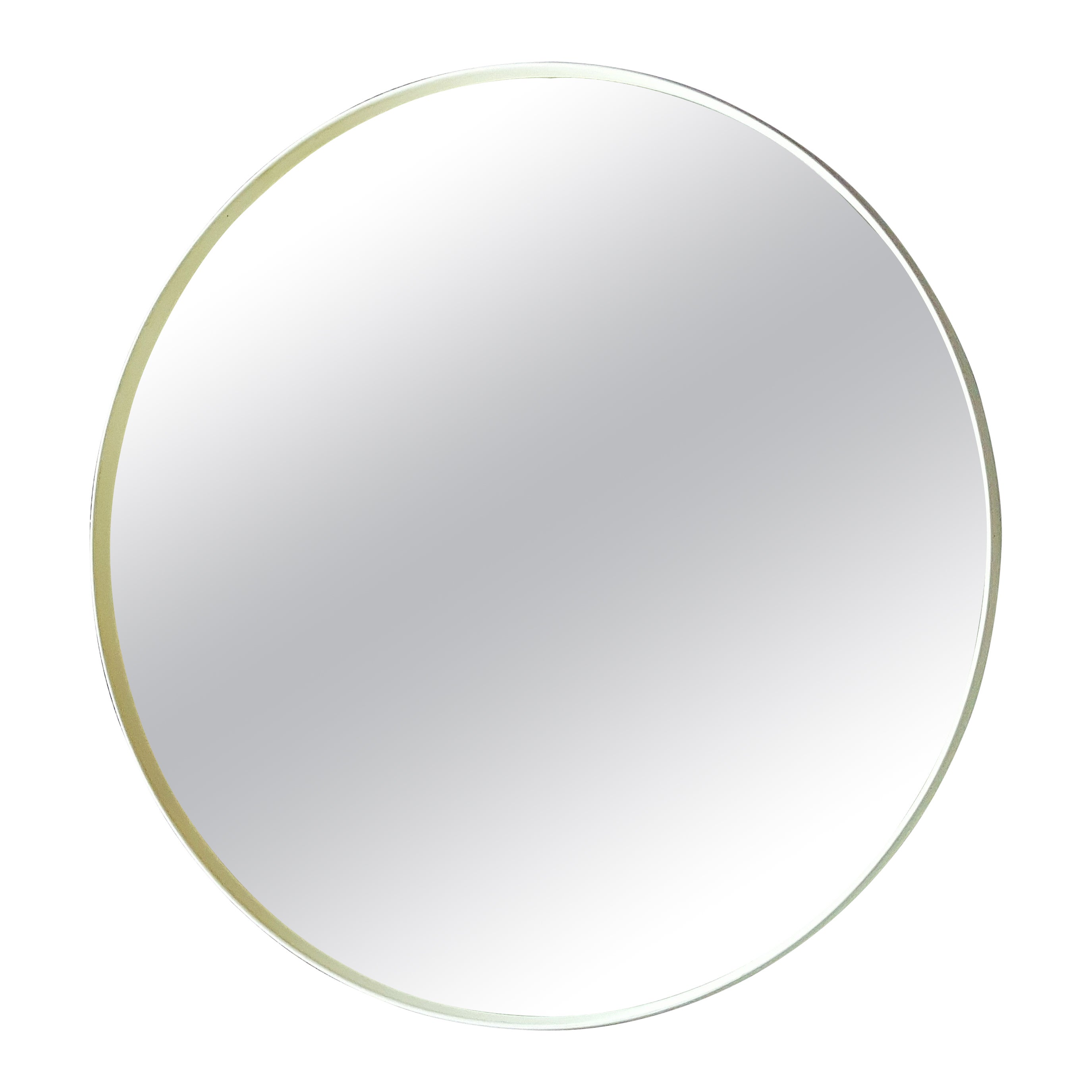 Mid-Century Wall Mirror, White Round, Italy, 1960s For Sale