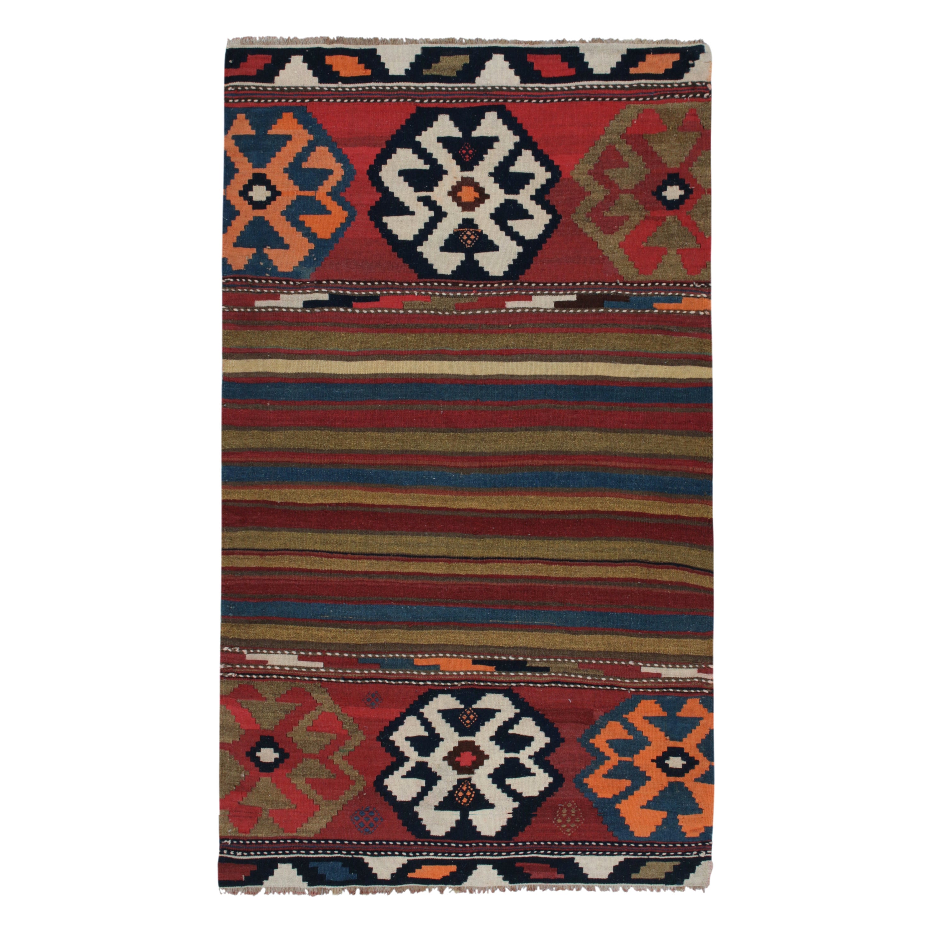 Vintage Persian Kilim Rug in Polychromatic Geometric Patterns by Rug & Kilim For Sale