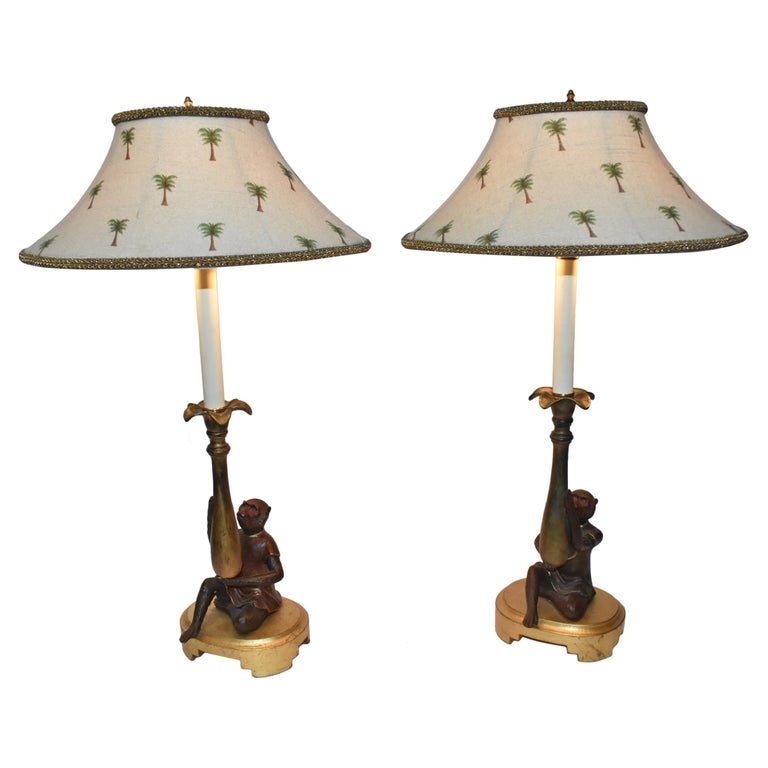 Pair Frederick Cooper Monkey and Palm Tree Table Lamps at 1stDibs