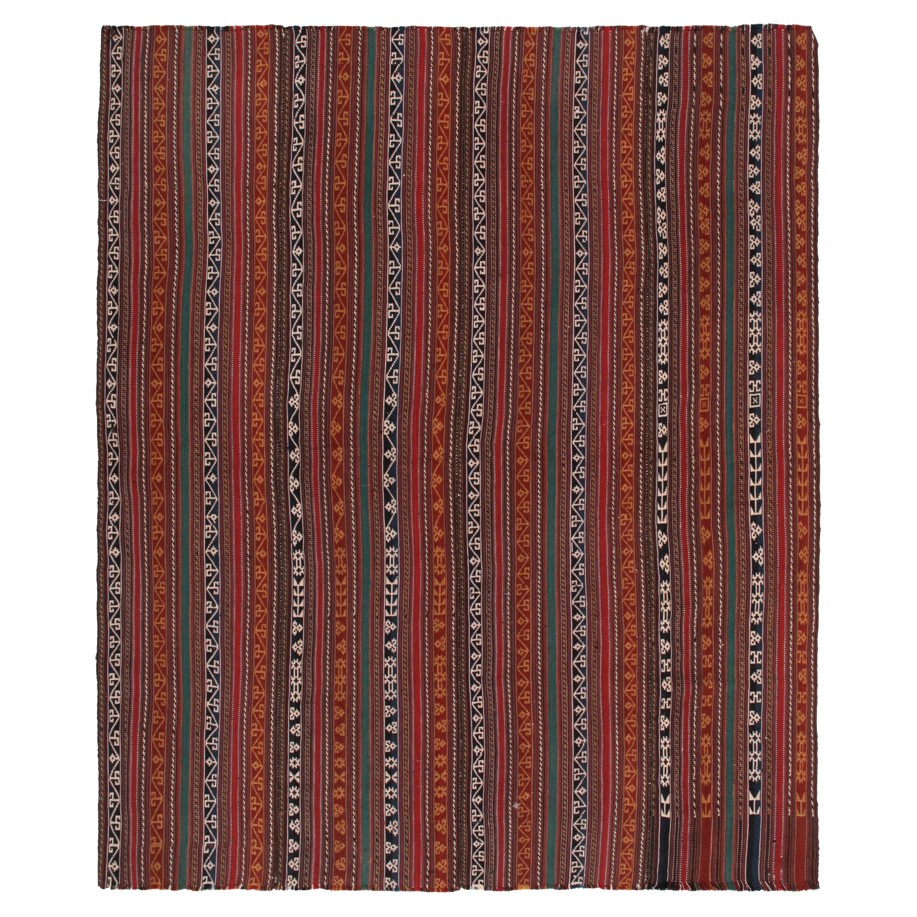 Vintage Persian Kilim Rug in Polychromatic Striped Patterns by Rug & Kilim For Sale