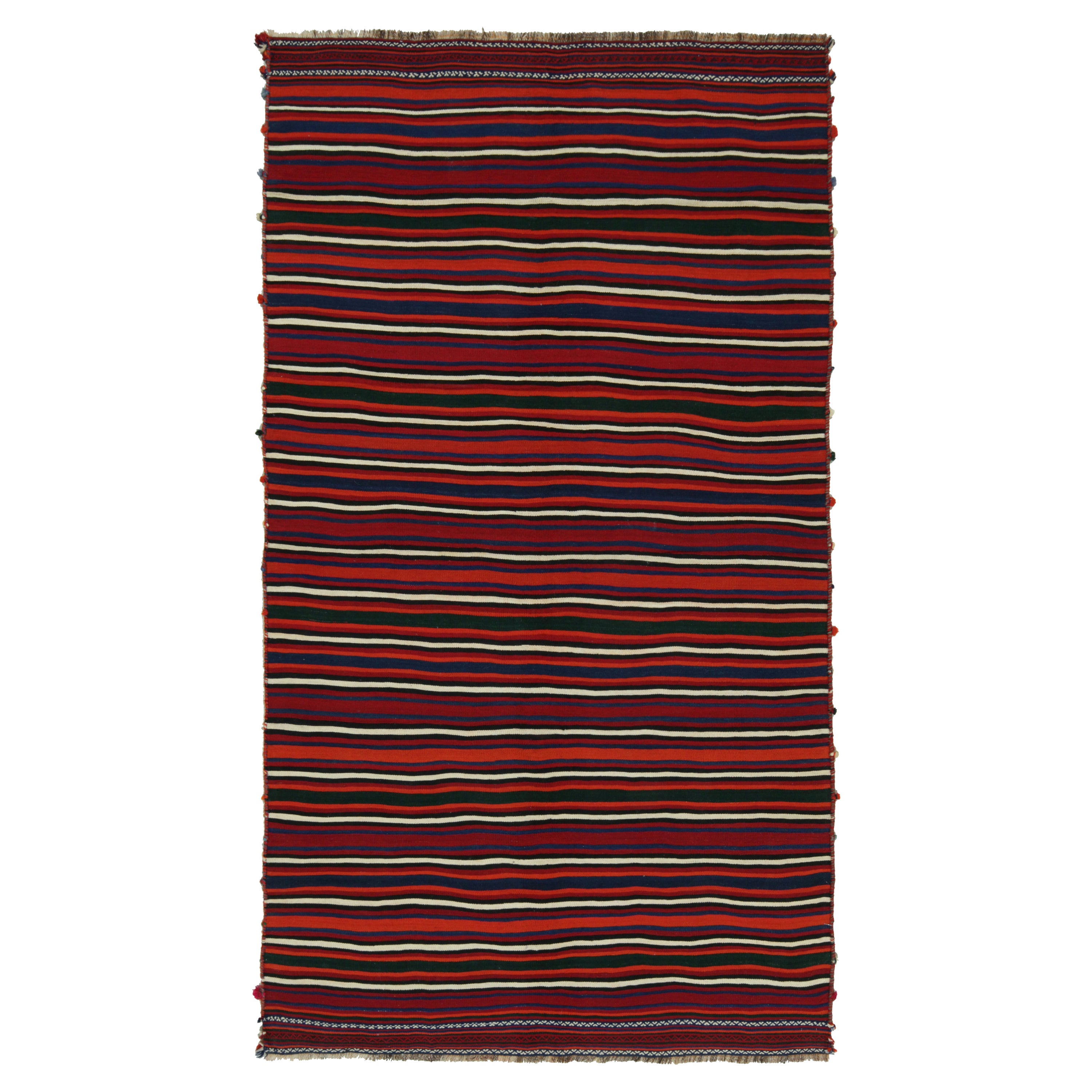 Vintage Persian Kilim Rug in Red, White, and Blue Stripes by Rug & Kilim