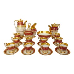 Empire Paris Porcelain Tea and Coffee Set for 10-15 Pieces, Early 19th Century