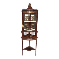 Antique Bow Front Rosewood Corner Cabinet