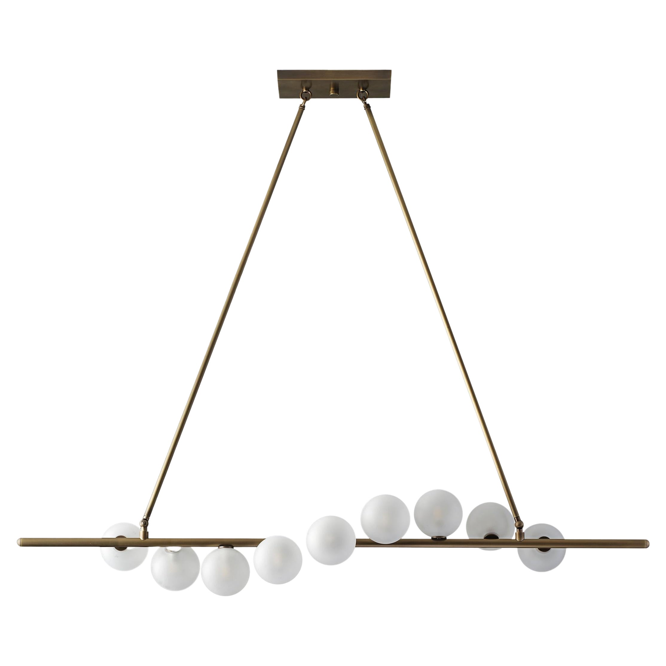 Nautilus Chandelier in Natural Brass and Blown Opal Glass by Blueprint Lighting