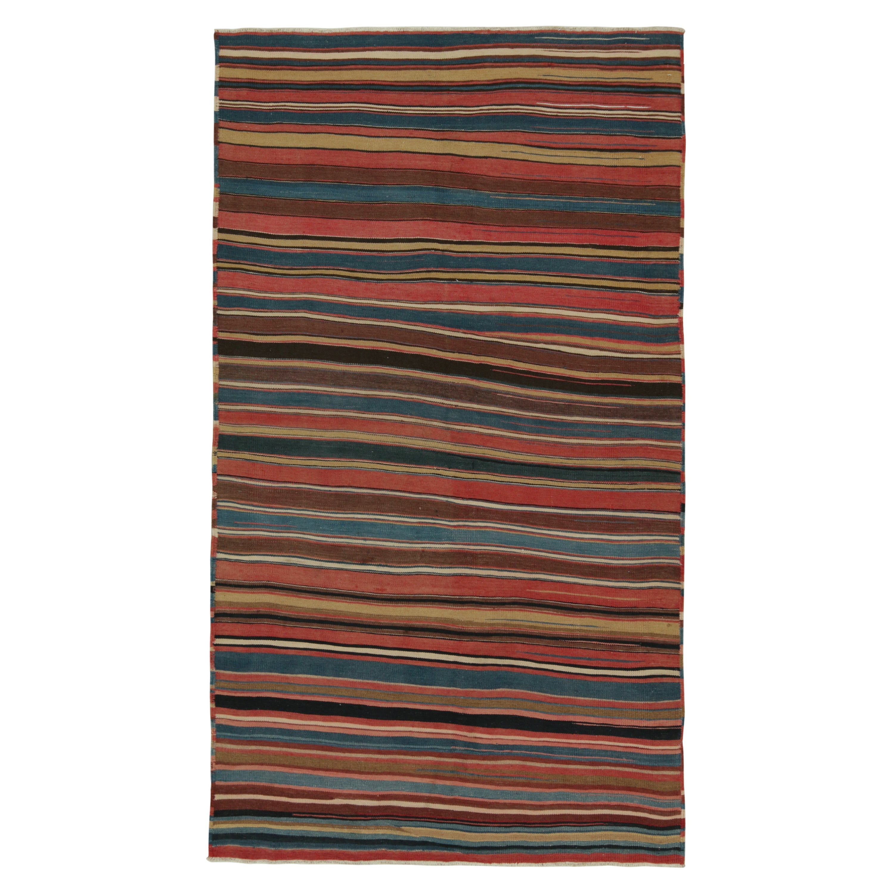 Vintage Shahsavan Persian Kilim rug in Polychromatic Stripes For Sale