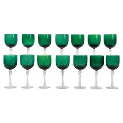 Holiday Green Crystal Tableware / Barware Service / 14 People