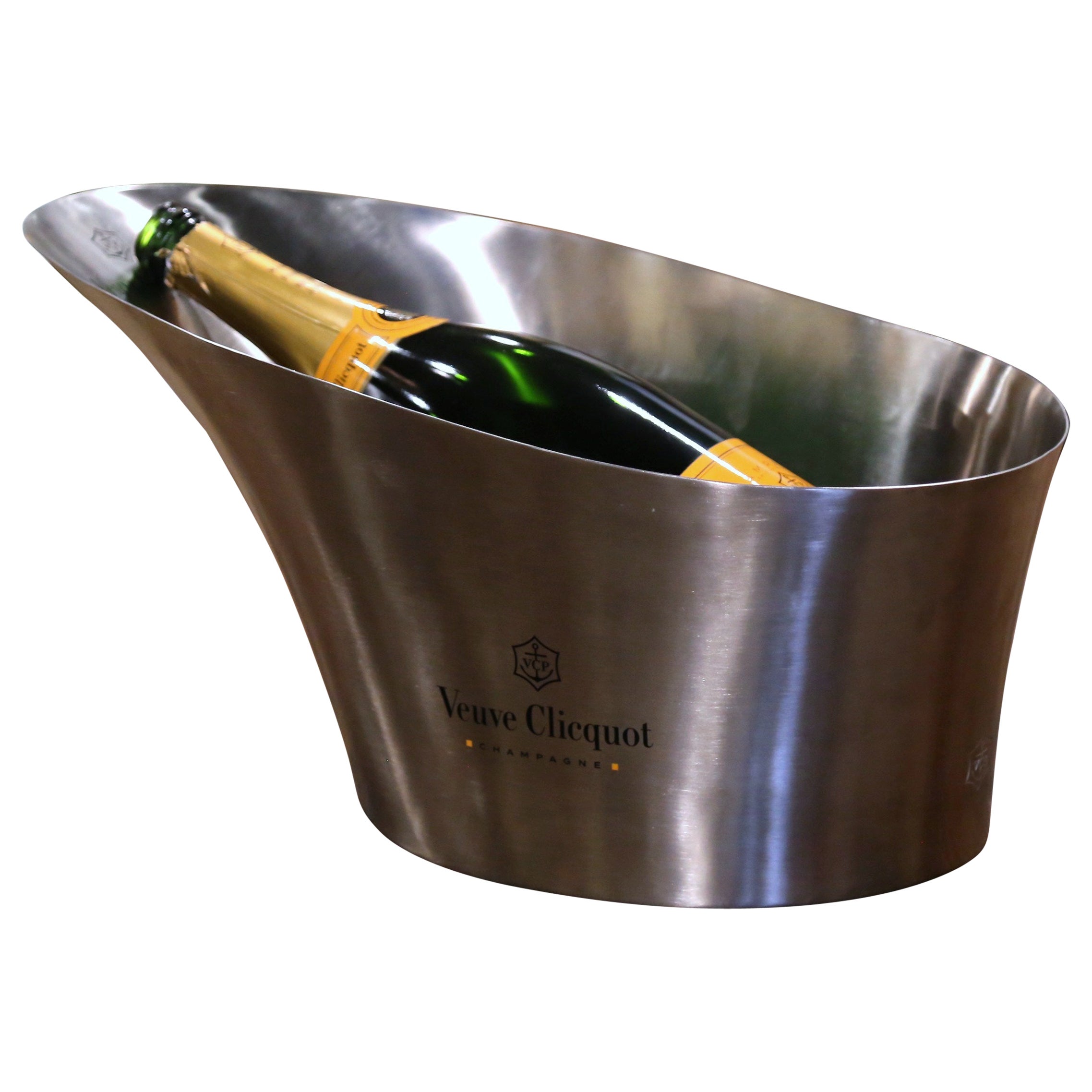 Vintage French Stainless Steel "Veuve Clicquot" Double Magnum Champagne Cooler For Sale