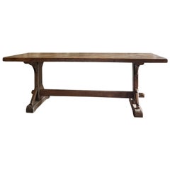 19th Century French Antique Walnut Trestle Table