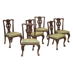 Jas Shoolbred Dining chairs in mint green leather