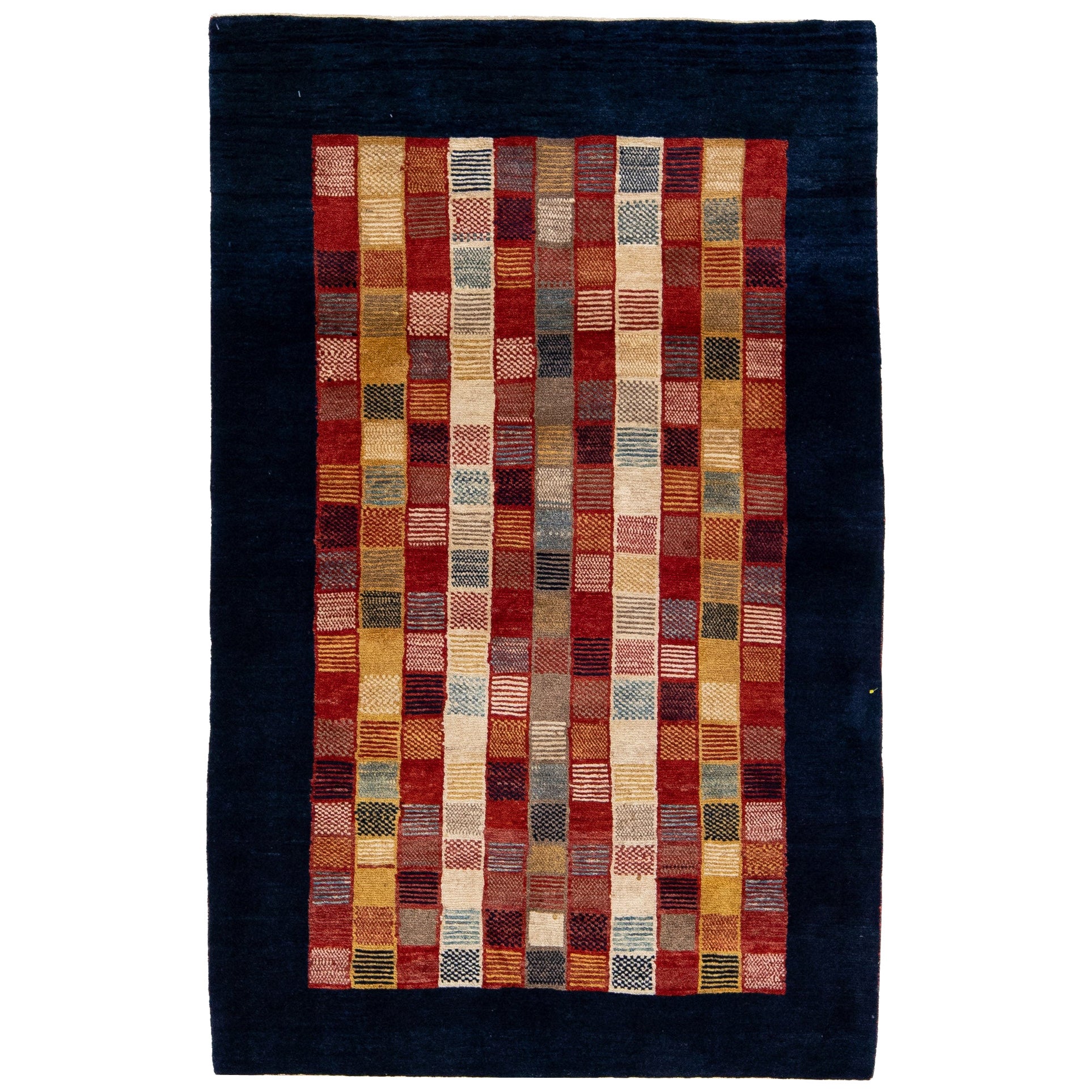 Modern Persian Gabbeh Multicolor Handmade Geometric Wool Rug