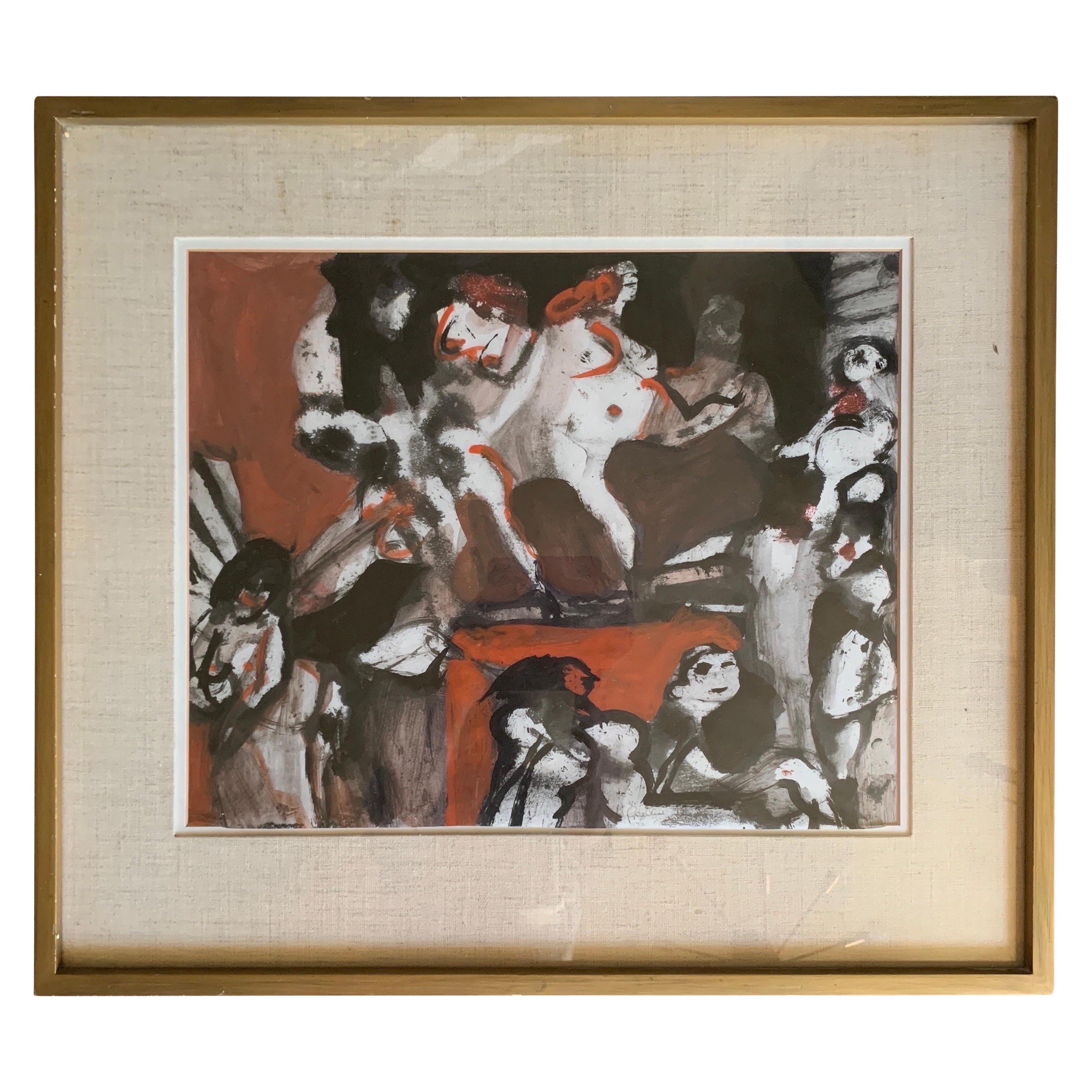 Stanislaw Frenkiel (1918-2001) Original Painting “Cabaret” 1973 Brussells  For Sale