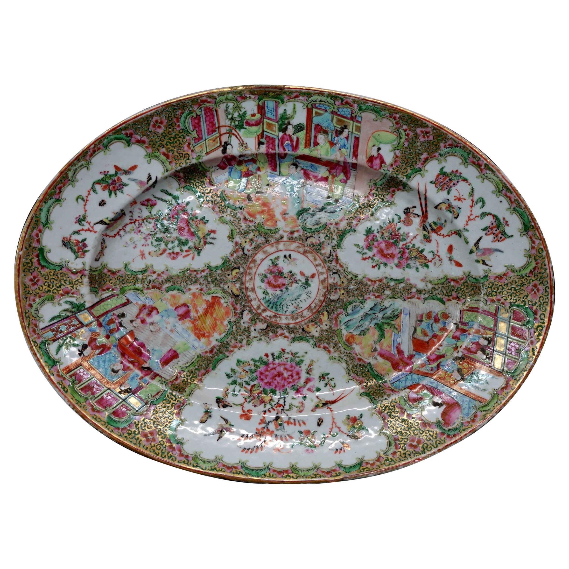 Large Chinese Rose Medallion Porcelain Plater, Ric 058 For Sale