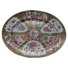 Antique Large Chinese Rose Medallion Porcelain Plater, Ric 058
