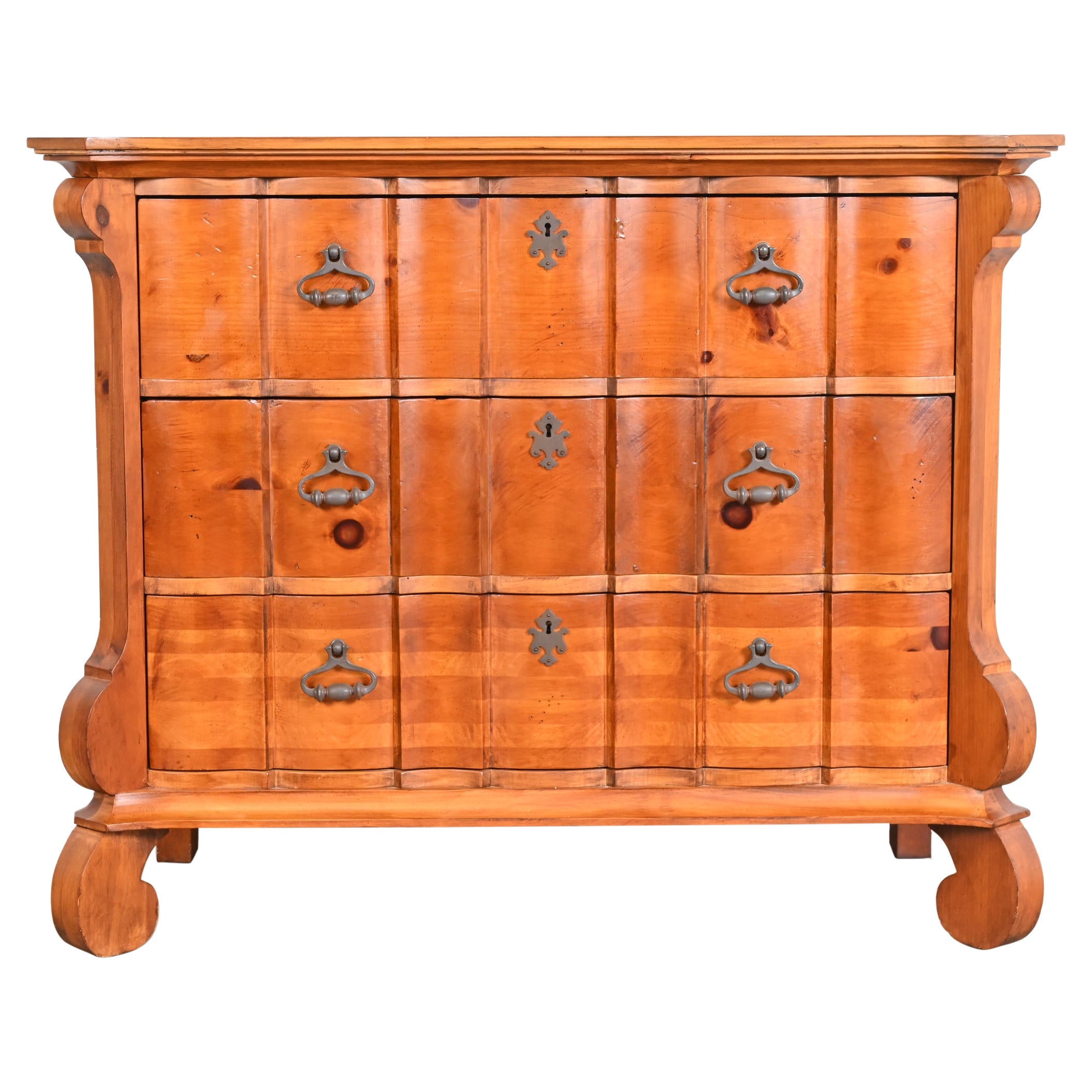 Romweber Spanish Baroque Carved Pine Commode or Chest of Drawers