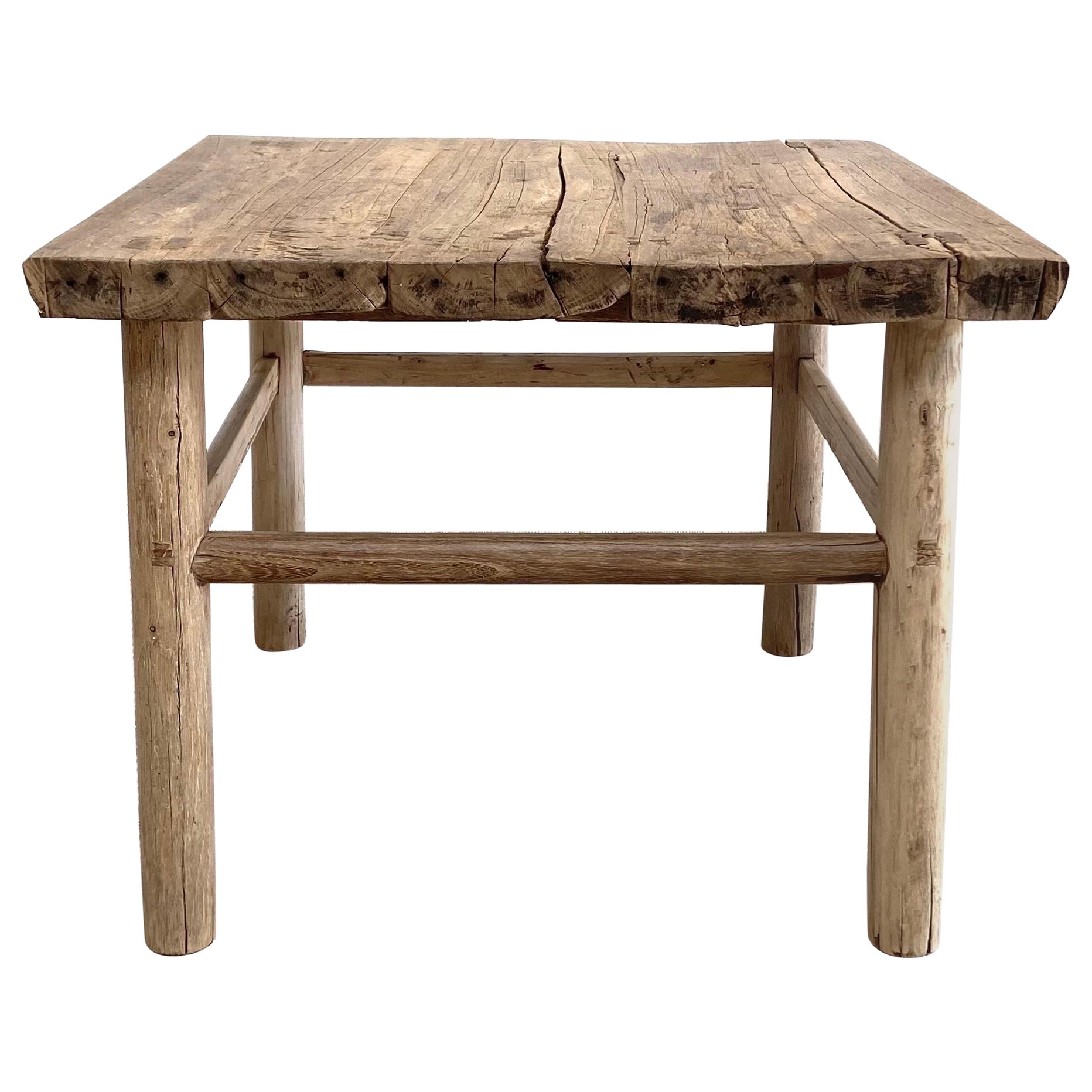 Natural Elm Wood Side Table For Sale at 1stDibs