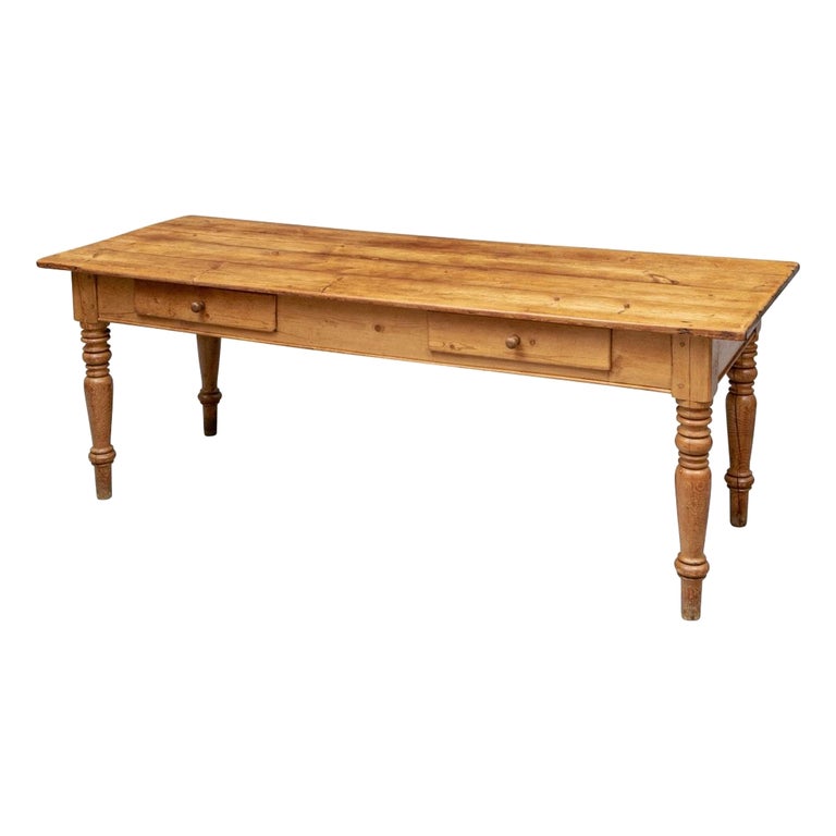 Exceptional Antique Pine Farm Table For Sale