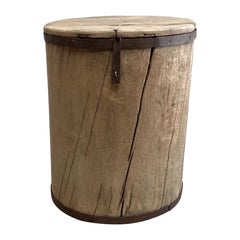 Decorative Accent Table Carved from Wood or Bucket with Lid