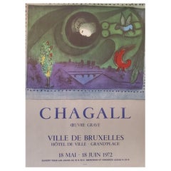 1972 Original Vintage Exhibition poster, MARC CHAGALL, 'Ville De Bruxelles'
