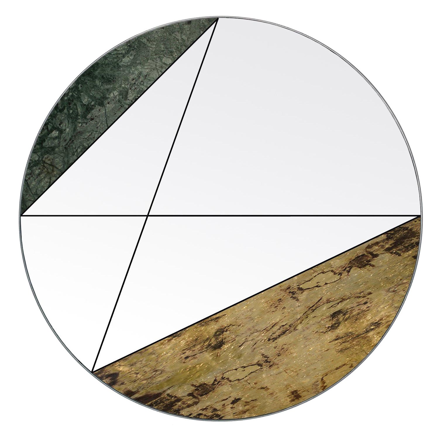 Clepsydra III 100 Wall Mirror by Atlasproject Guatemala Marble Antique Brass For Sale
