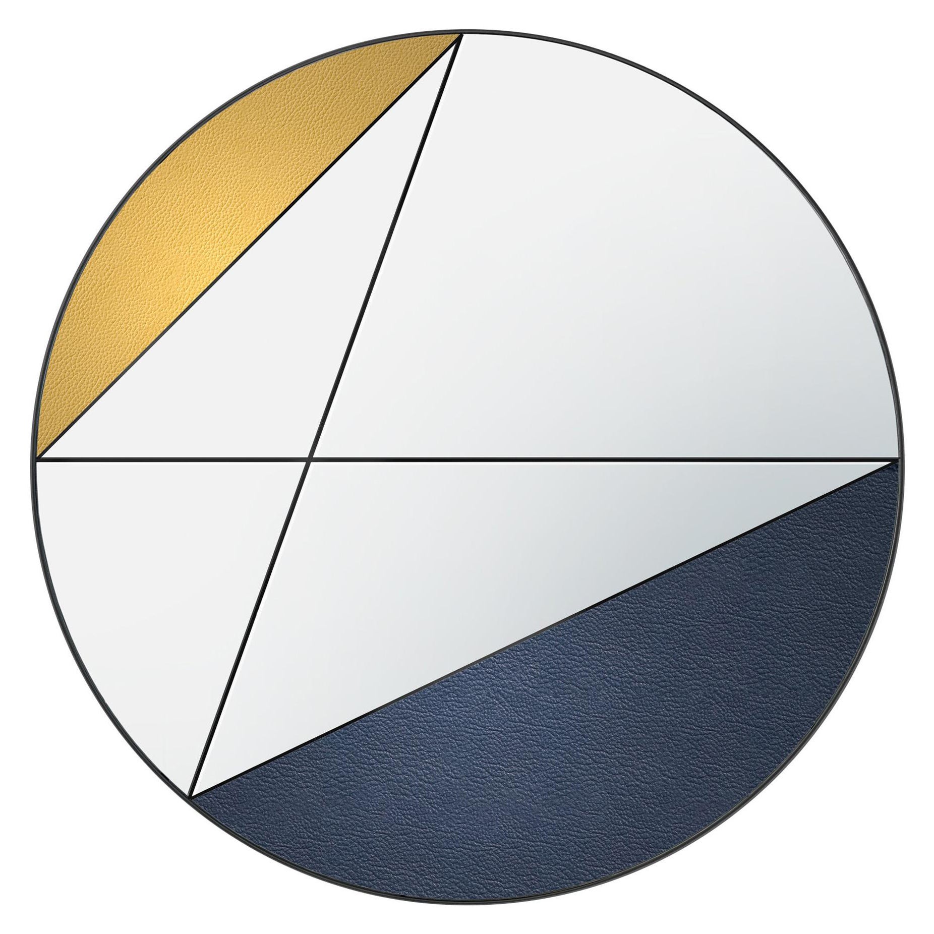 Espejo de pared Clepsydra VI 80 Piel azul y amarilla by Atlasproject