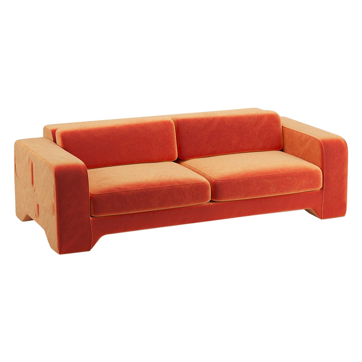 Popus Editions Giovanna 2.5 Seater Sofa in Orange Verone Velvet Upholstery For Sale