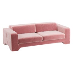 Popus Editions Giovanna 2,5 Gestell-Sofa mit rosa Verone-Samtpolsterung