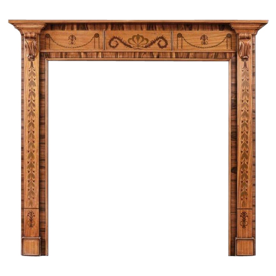 A Small Scale Wood Fireplace of Classical Style For Sale