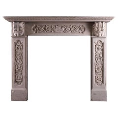 Antique A Carved English Stone Fireplace