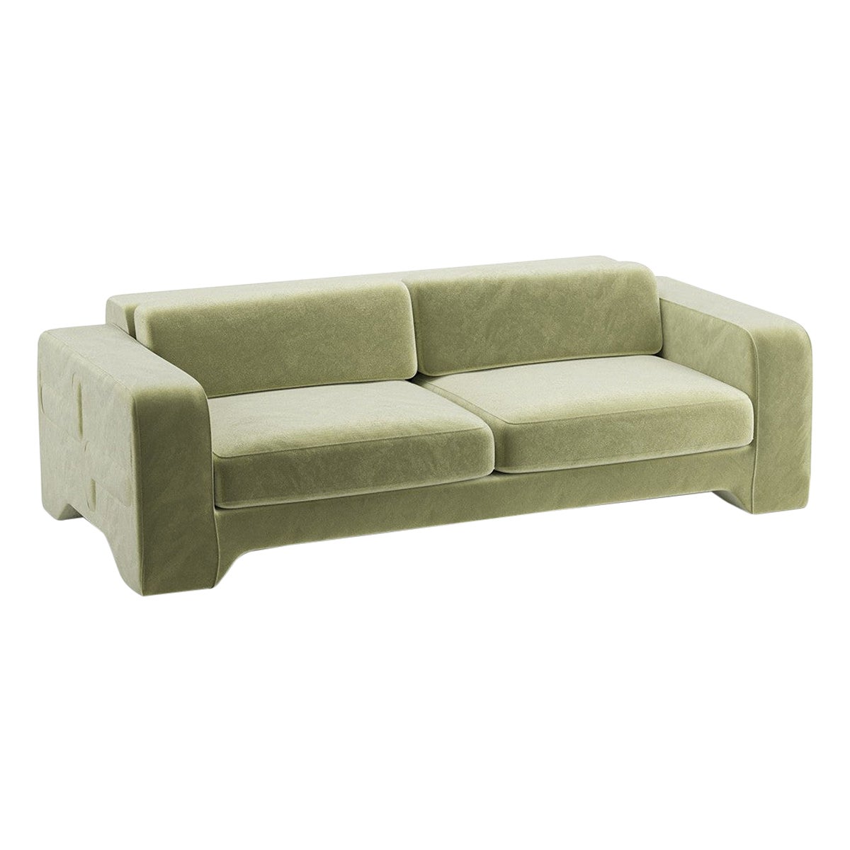 Popus Editions Giovanna 2.5 Seater Sofa in Almond Green Como Velvet Upholstery For Sale
