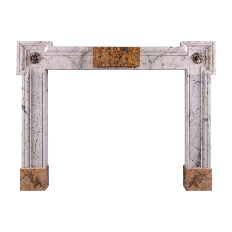 An Early Georgian Siena and Statuary Marble Fireplace For Sale