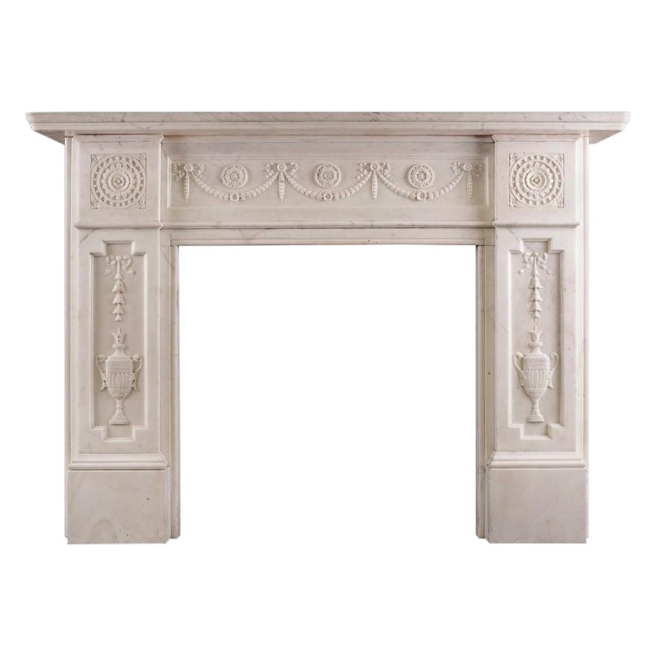 An Early Victorian Fireplace in White Statuary Marble