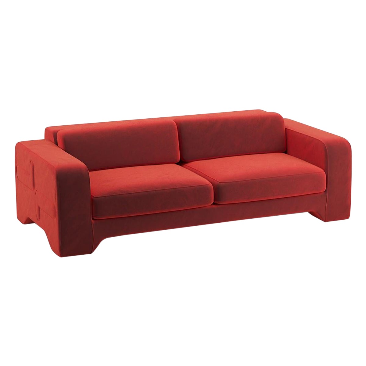 Popus Editions Giovanna 2.5 Seater Sofa in Vermilion Como Velvet Upholstery For Sale