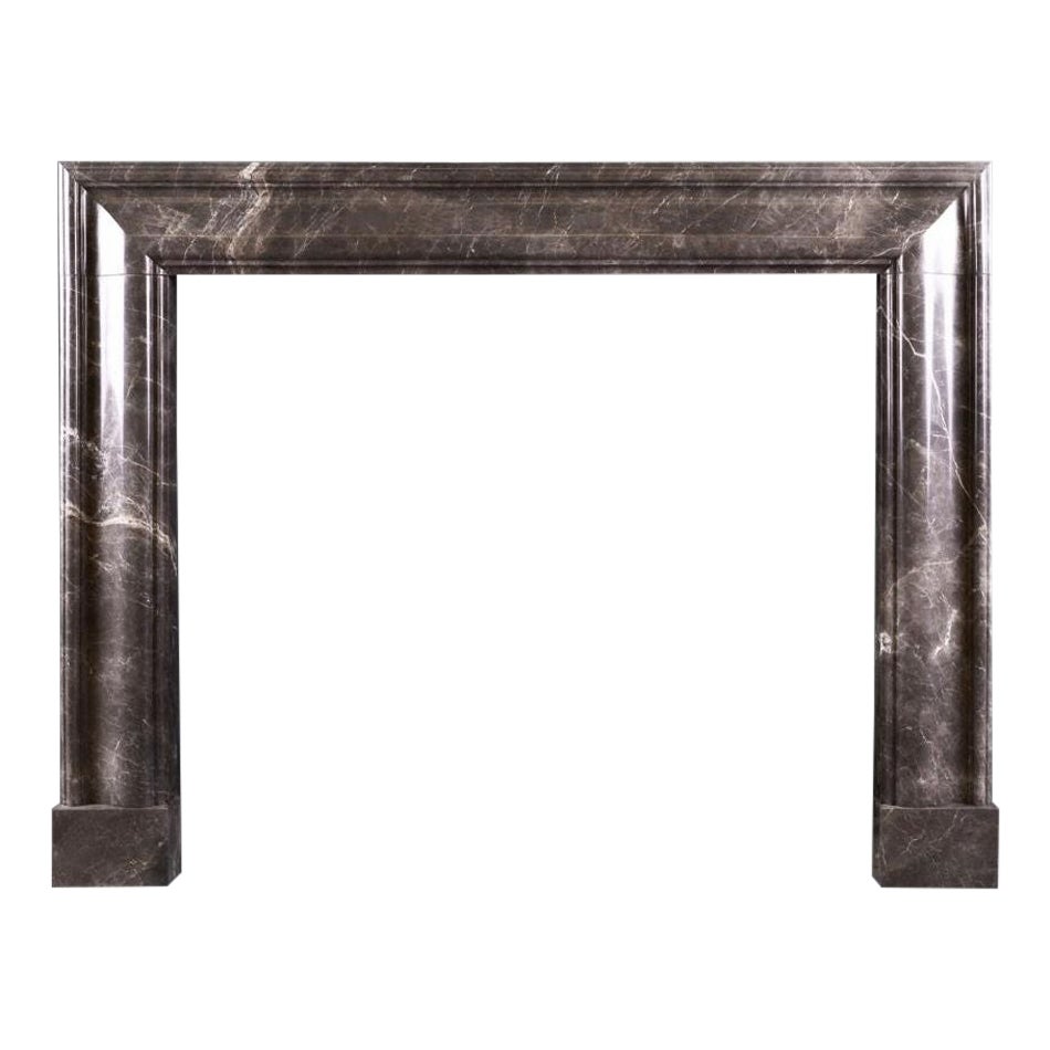 Bolection Fireplace in Elegant Grey Marble For Sale